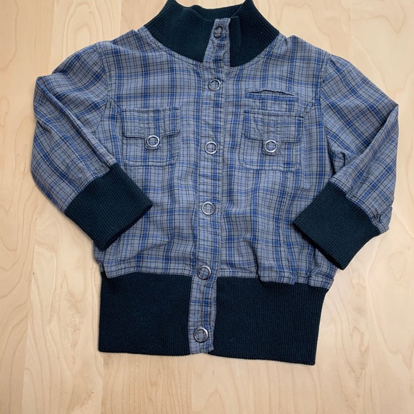 2/$20 STREETWEAR SOCIETY Grey Blue Plaid Crop Top Jacket - Picture 4 of 11